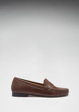 Women's Penny Loafers Leather Sole, brown leather