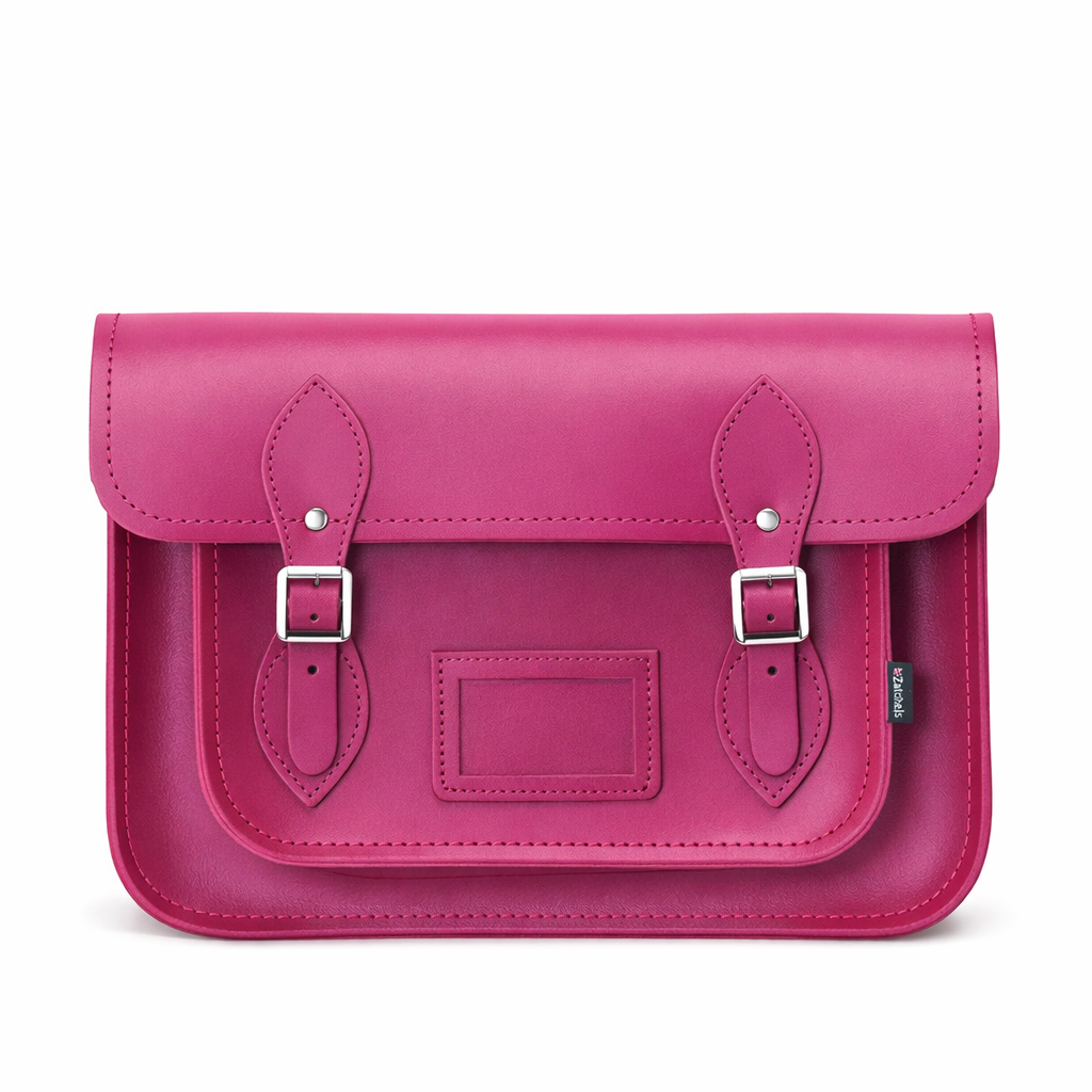 Handmade Leather Satchel - Magenta