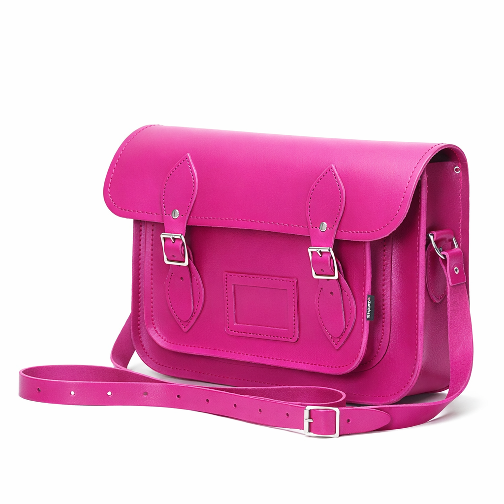 Handmade Leather Satchel - Magenta