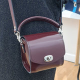Bauble Handmade High Shine Leather Handbag - Marsala Red