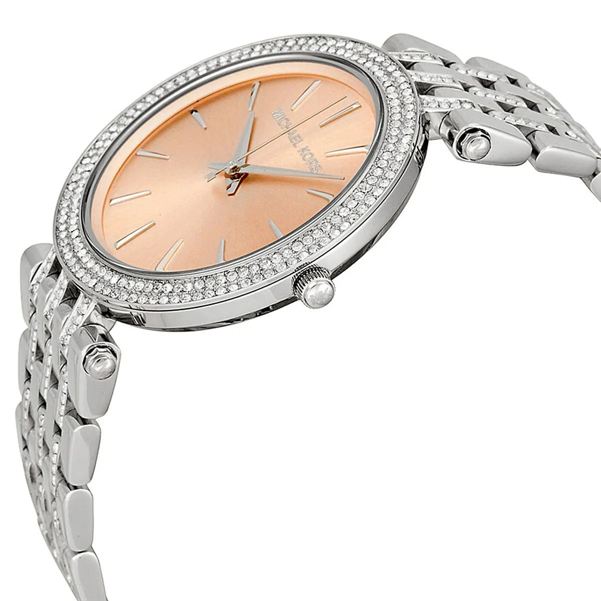 Michael Kors Women’s Watch Stainless Steel Silver Strap With Beige Dial And Crystals MK3218