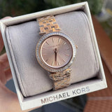 Michael Kors Women’s Watch Stainless Steel Rose Gold Strap With Rose Gold Dial And Crystals MK3366