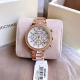 Michael Kors Women’s Watch Stainless Steel Rose Gold Strap With Mother Of Pearl Dial MK5491