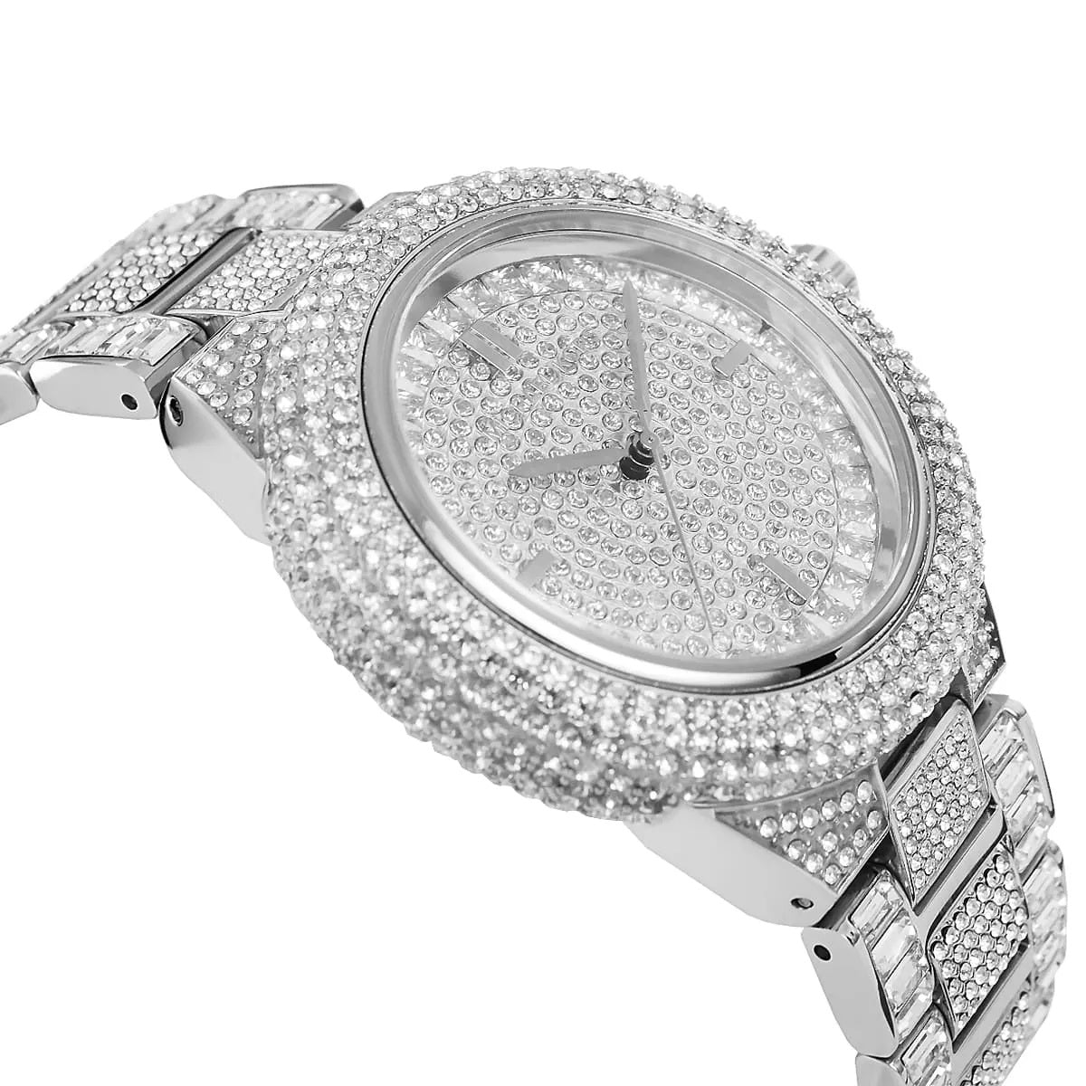 Michael Kors Women’s Watch Stainless Steel Silver Strap With Pave Crystal Silver Dial MK5869