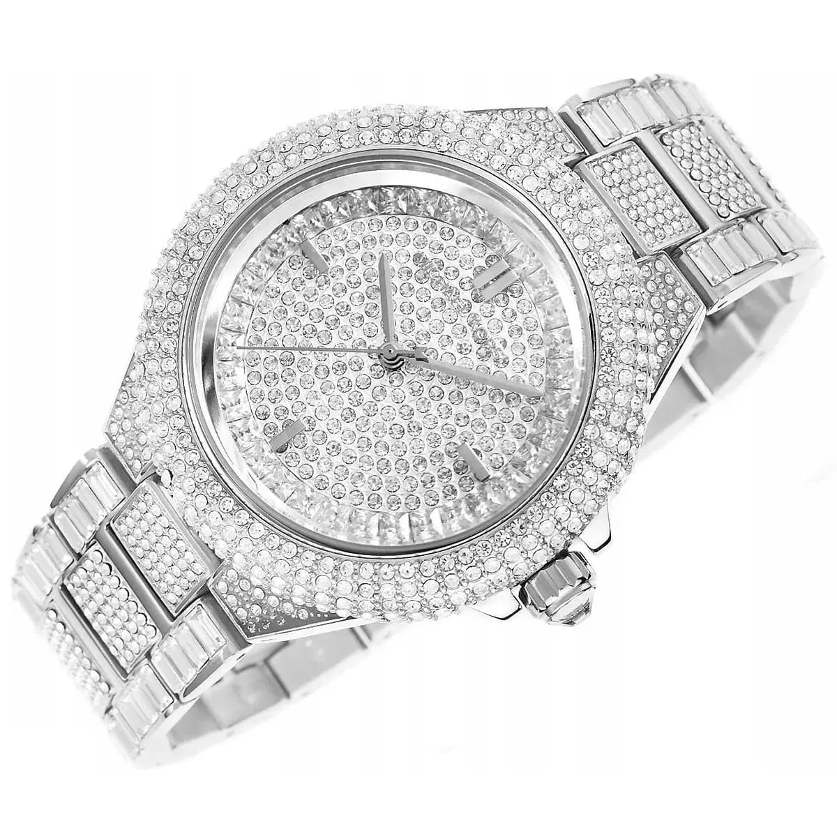 Michael Kors Women’s Watch Stainless Steel Silver Strap With Pave Crystal Silver Dial MK5869