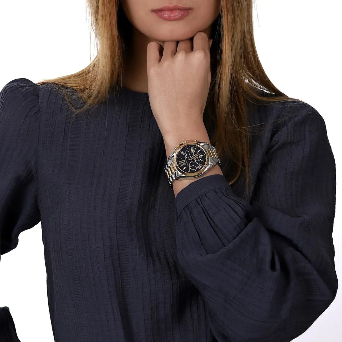 Michael Kors Women’s Watch Stainless Steel Two Tone Gold & Silver Strap With Blue Dial MK5976