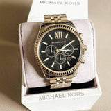 Michael Kors Men’s Watch Stainless Steel Gold Strap With Black Dial MK8286