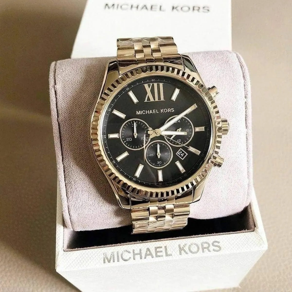 Michael Kors Men’s Watch Stainless Steel Gold Strap With Black Dial MK8286