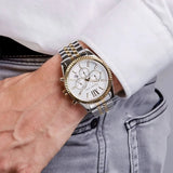 Michael Kors Men’s Watch Two-Tone Silver And Gold Strap With Silver Dial MK8344