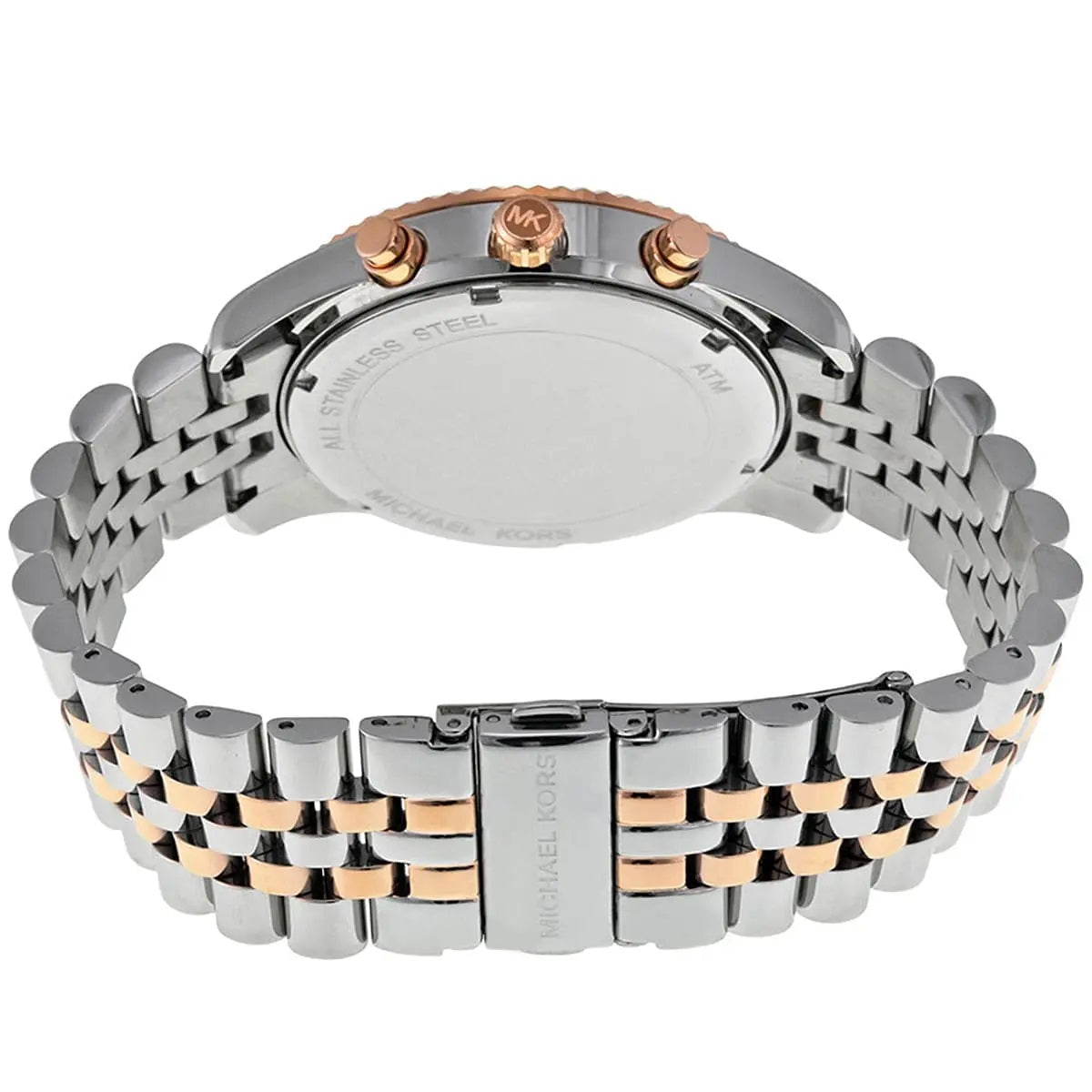Michael Kors Men's Watch Stainless Steel Silver & Rose Gold Two-Tone Strap With Blue Dial MK8412