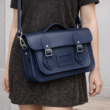 Handmade Leather Satchel - Navy Blue