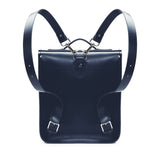Handmade Leather City Backpack - Navy Blue