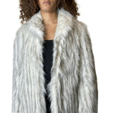 Original Vintage 1970's White & Grey Faux Fur Coat UK 8 - 14