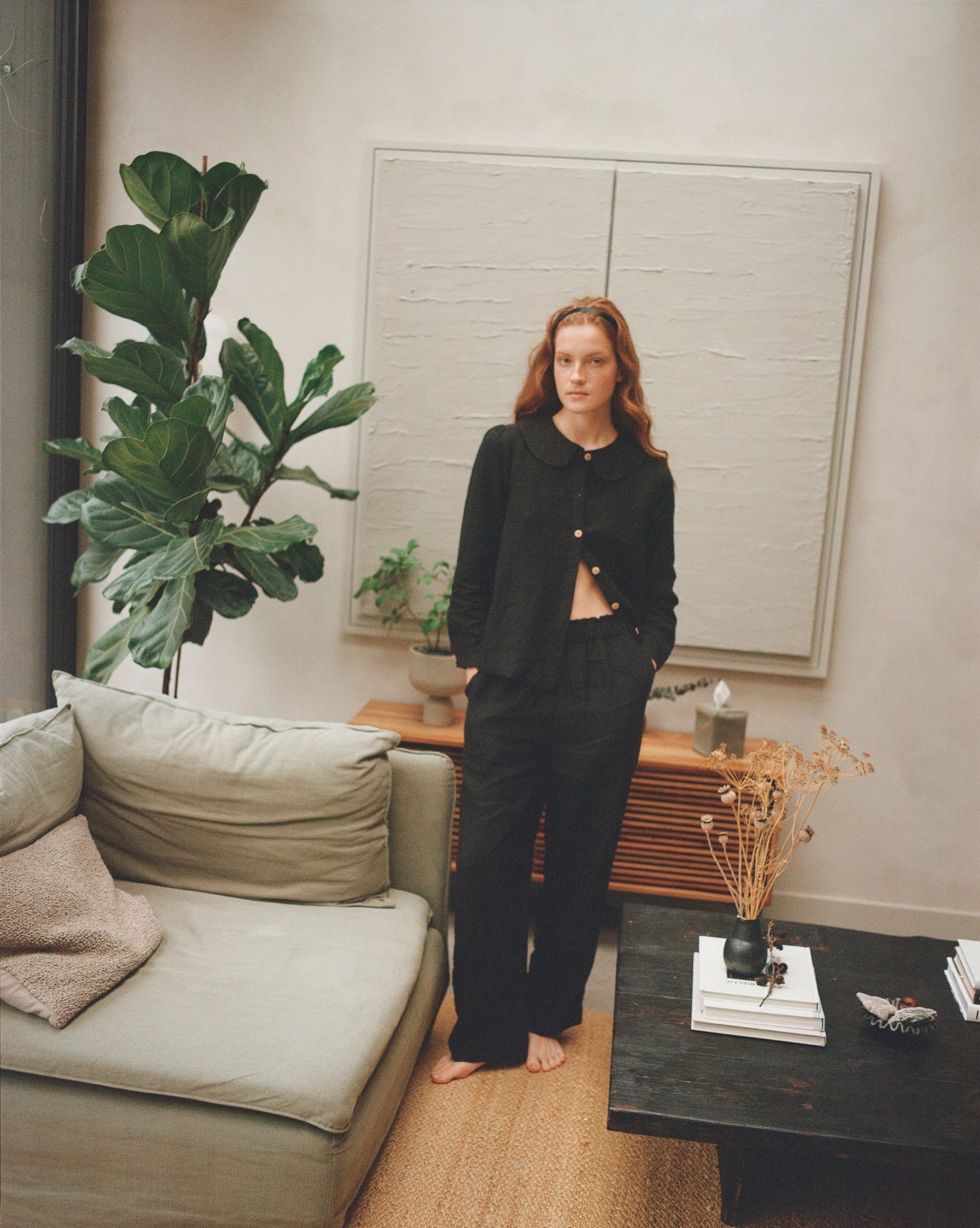 Claudine Linen Blouse  - Black