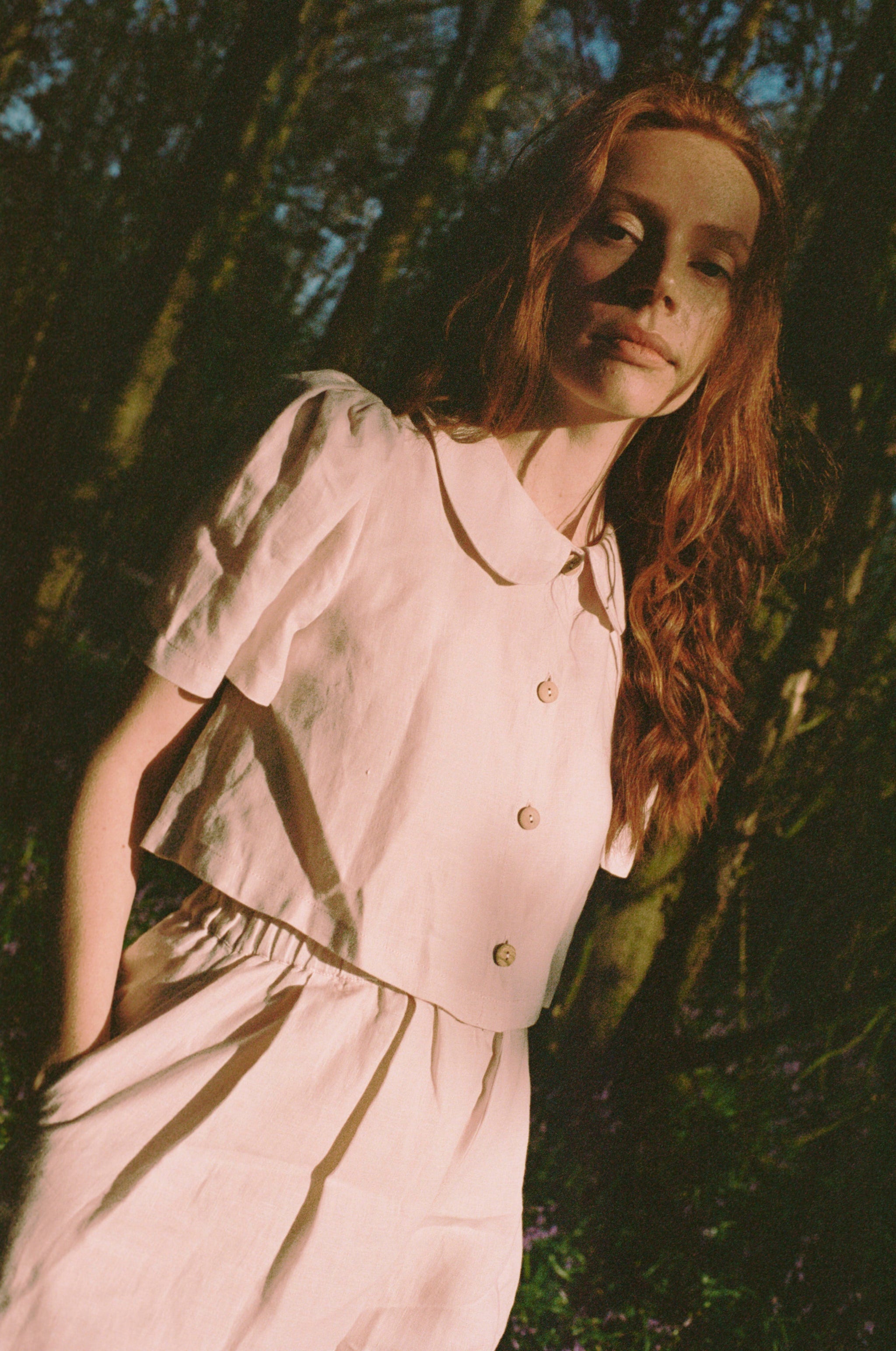 Frances Linen Cropped Blouse  - Primrose - Delivery from April 2026