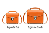 Handmade Leather Sugarcube Handbag - Orange