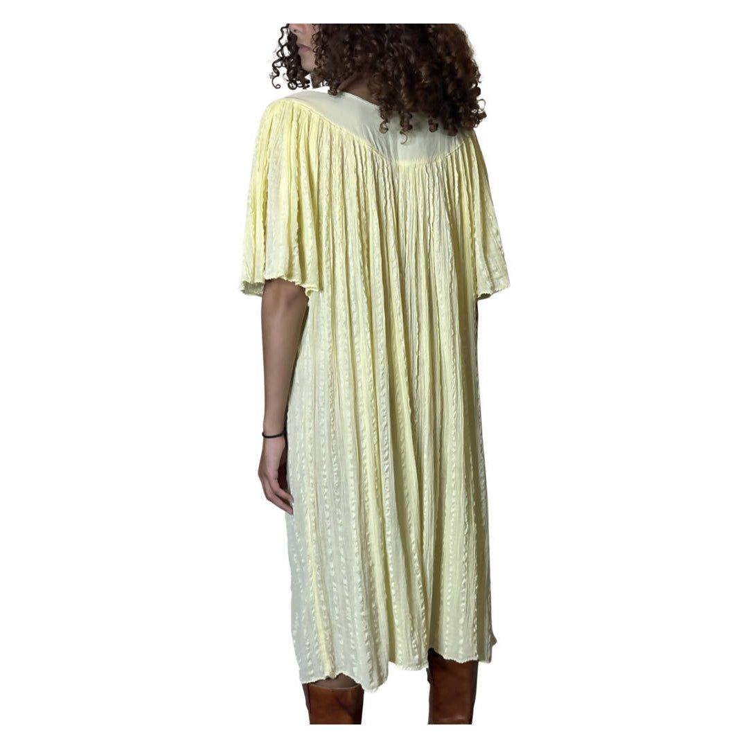 Original 1970's Vintage Cheesecloth Yellow Dress UK 8 - 12