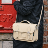 Leather Midi Satchel - Pastel Cream