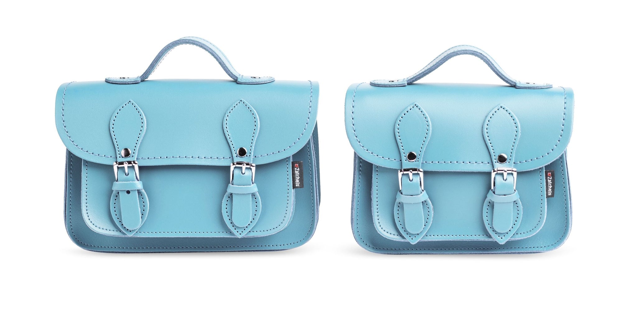 Handmade Leather Micro Satchel - Pastel Baby Blue