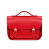 Leather Midi Satchel - Pillar Box Red