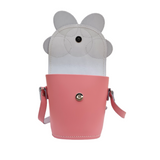 Handmade Leather Daisy Barrel Bag - Pastel Pink