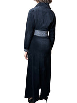 Original Vintage 1970's Pierre Cardin Black Velvet Maxi Dress UK 10 - 12