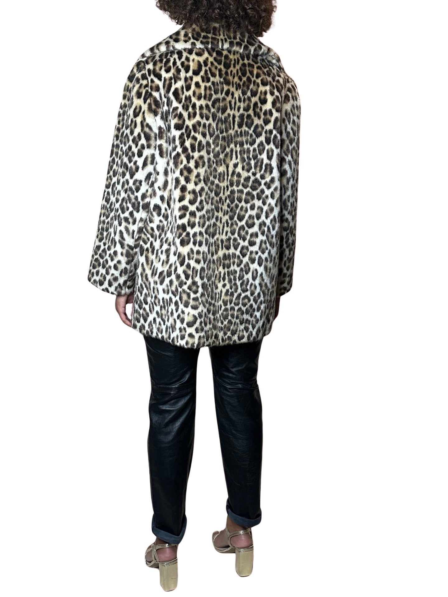 Original 1970's Vintage Leopard / Animal Print Faux Fur Coat UK 8 - 14
