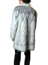 Gorgeous Original Vintage 1970's White / Grey Faux Fur Coat UK 8 - 14