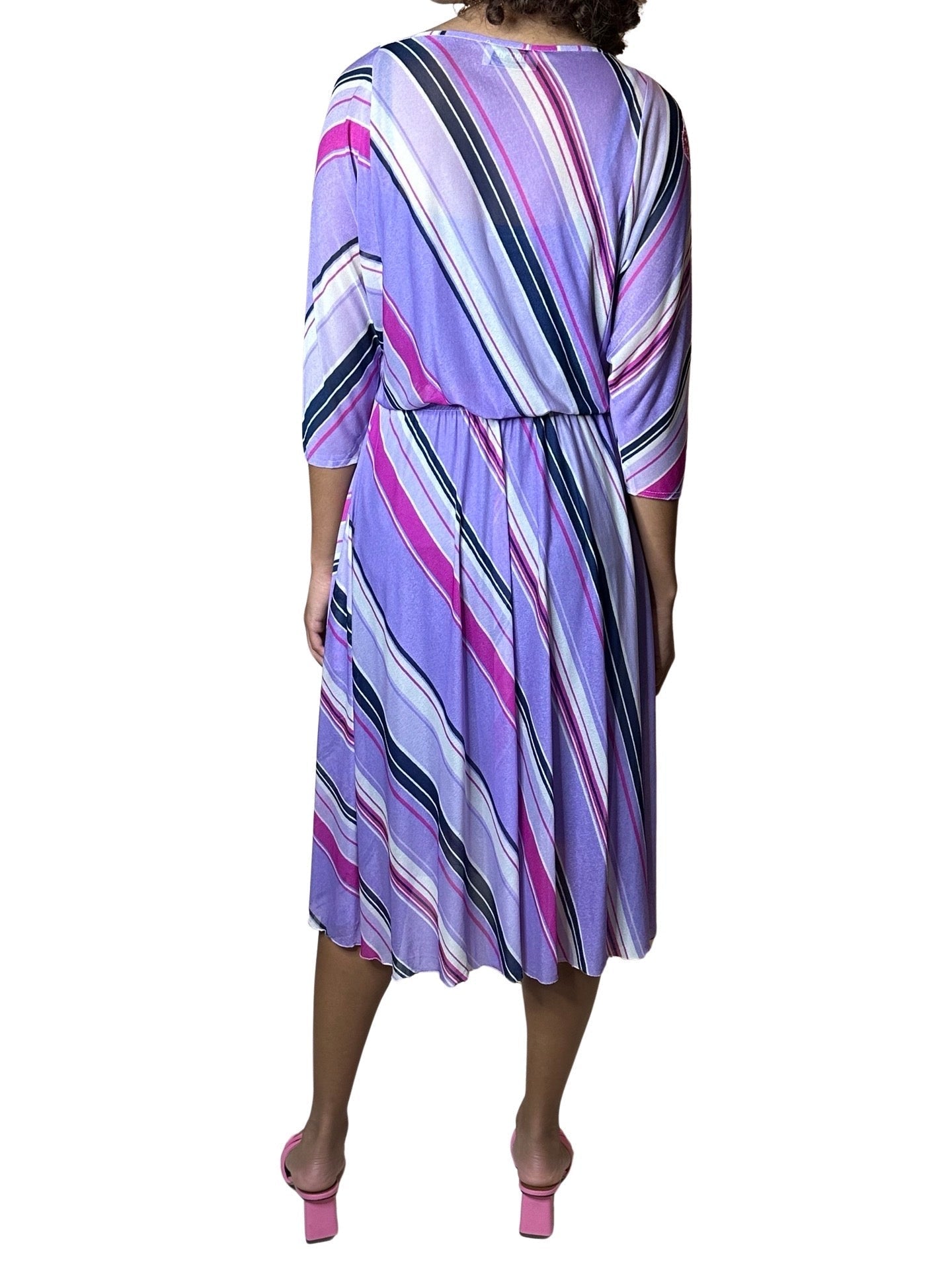 Original 1970's Vintage Virginie Paris Purple Slinky Dress UK 8 - 12