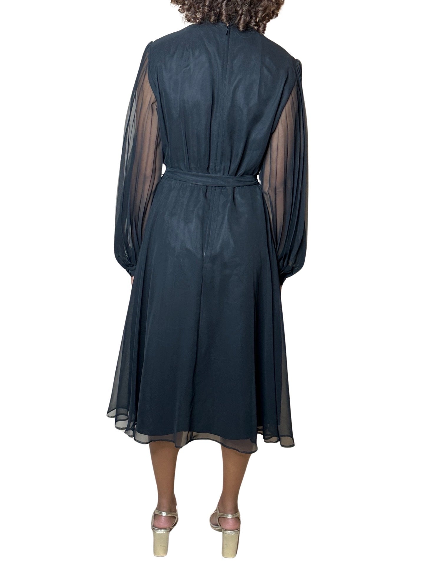 Stunning Original 1970's Vintage Black Peekaboo Dress UK 12 - 14
