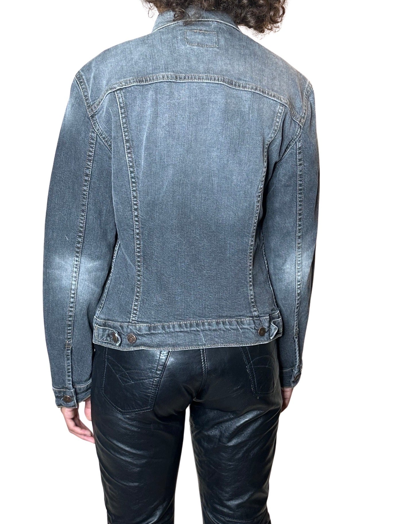 Original 1990's Vintage Grey Washed Out Denim Levis Jacket UK 8 - 12