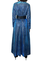 Incredible Original Vintage Blue Metallic Maxi Dress UK 10 - 14
