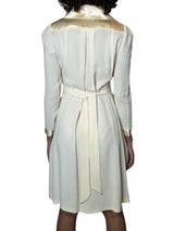 1970'S Gorgeous Vintage Cream Moss Crepe Wedding Dress Uk 8 - 12