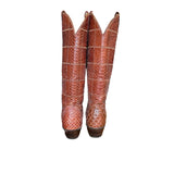 Original Vintage 1970's Brown Snakeskin Cowboy Boots UK 4.5