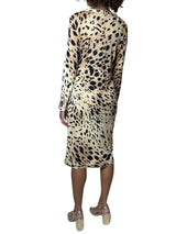 Original 1970's Vintage Leonard - Paris 100% Wool Leopard Print Dress UK 12 - 14