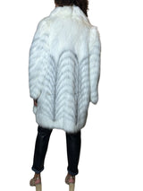 Original 1970's Vintage White Faux Fox Fur Coat UK 8 - 14