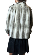 Stunning Original 1970's Vintage White / Black Faux Fur Coat UK 8 - 14