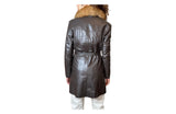 Lovely Original 1970's Vintage Brown Leather & Sheepskin Coat UK 8 - 12
