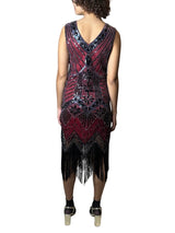 Original Vintage 1980's Black / Red Sequinned Dress UK 8 - 10