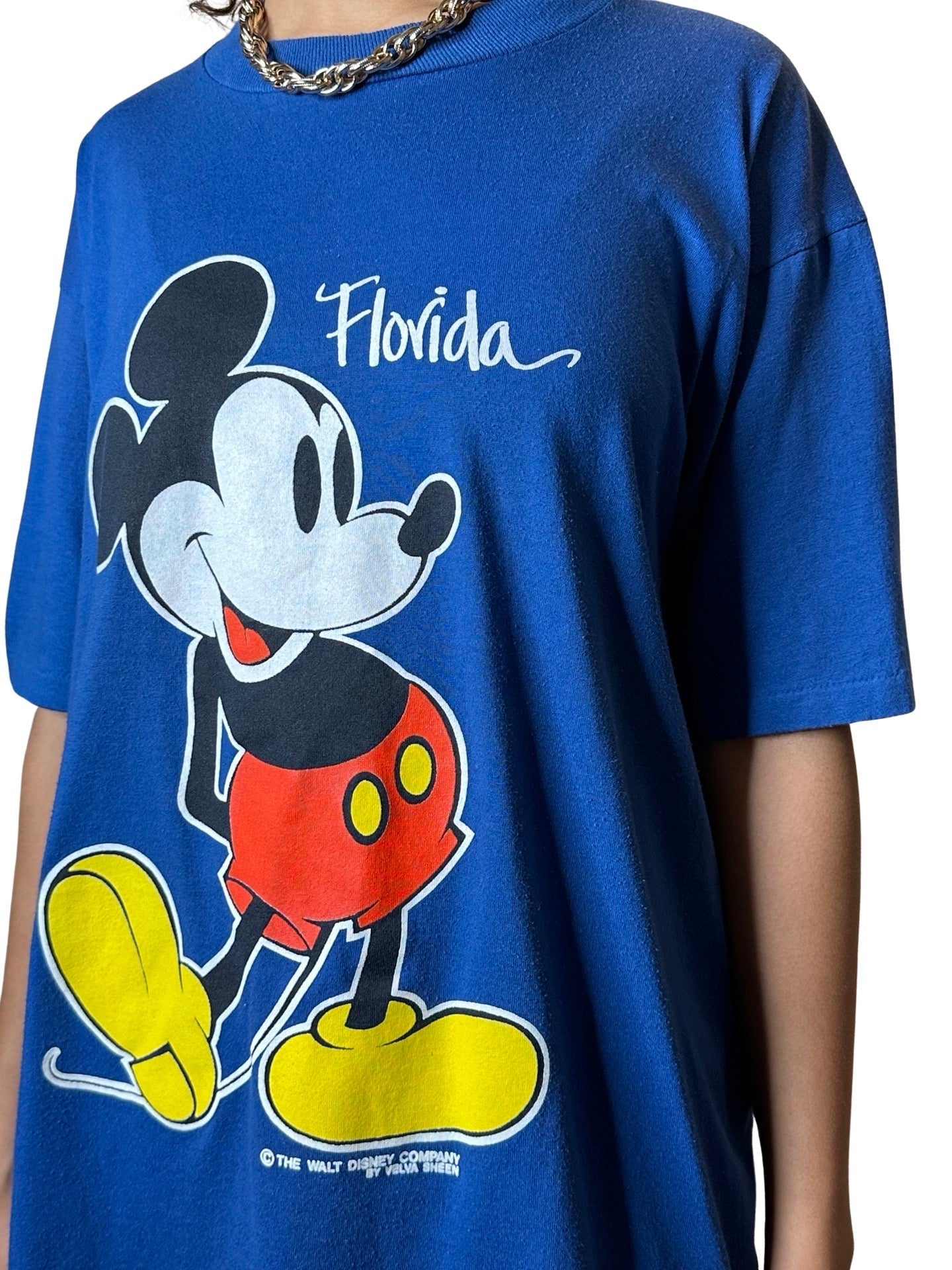 Original 1980's Vintage Disney Mickey Mouse Blue T Shirt UK 8 - 14
