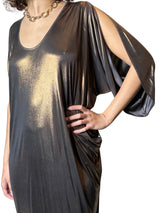 Incredible Vintage Halston Gold / Bronze Kaftan Dress Uk 8 - 14