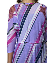Original 1970's Vintage Virginie Paris Purple Slinky Dress UK 8 - 12