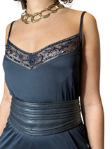 Original 1980's Vintage Black Beaded Detail Jumpsuit UK 8 - 10