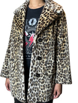 Original 1970's Vintage Leopard / Animal Print Faux Fur Coat UK 8 - 14