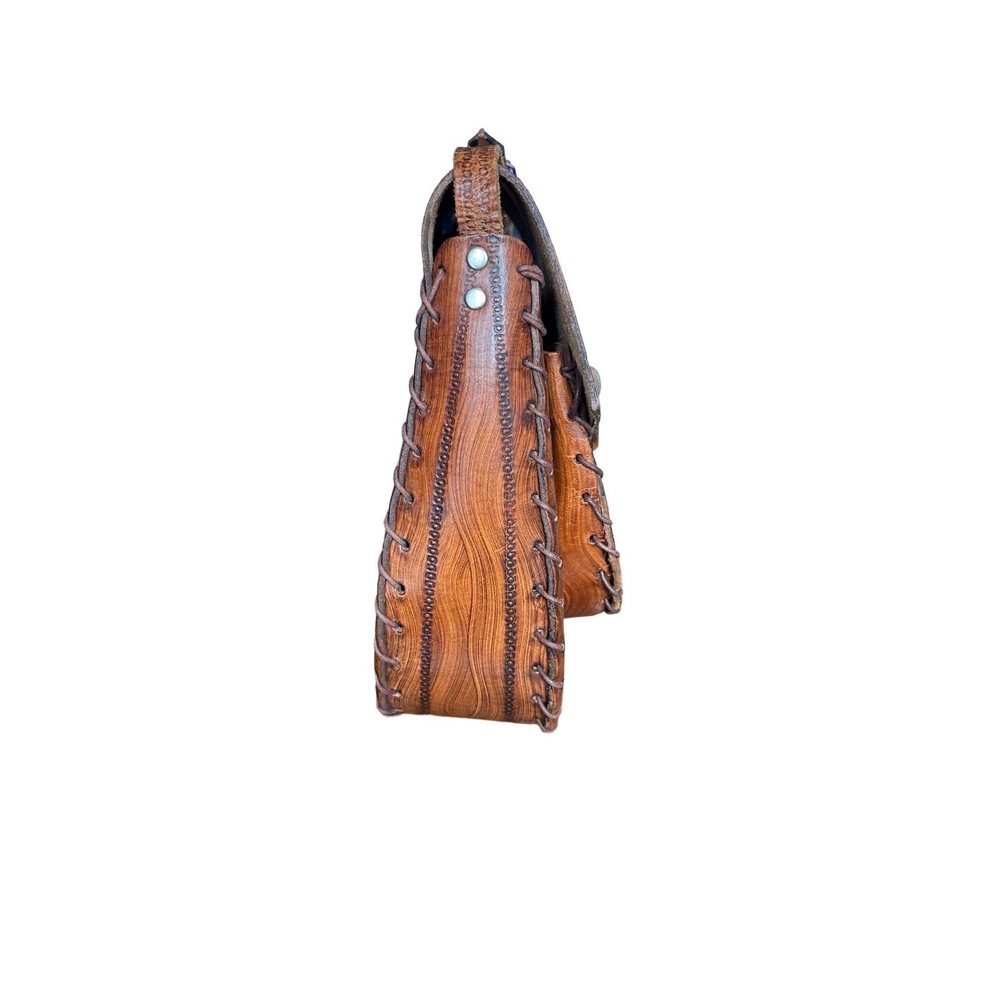 Original Vintage 1970's Brown Tooled Leather Bag