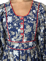 Rare & Original Vintage 1970's Navy Floral Dress UK 10 - 14