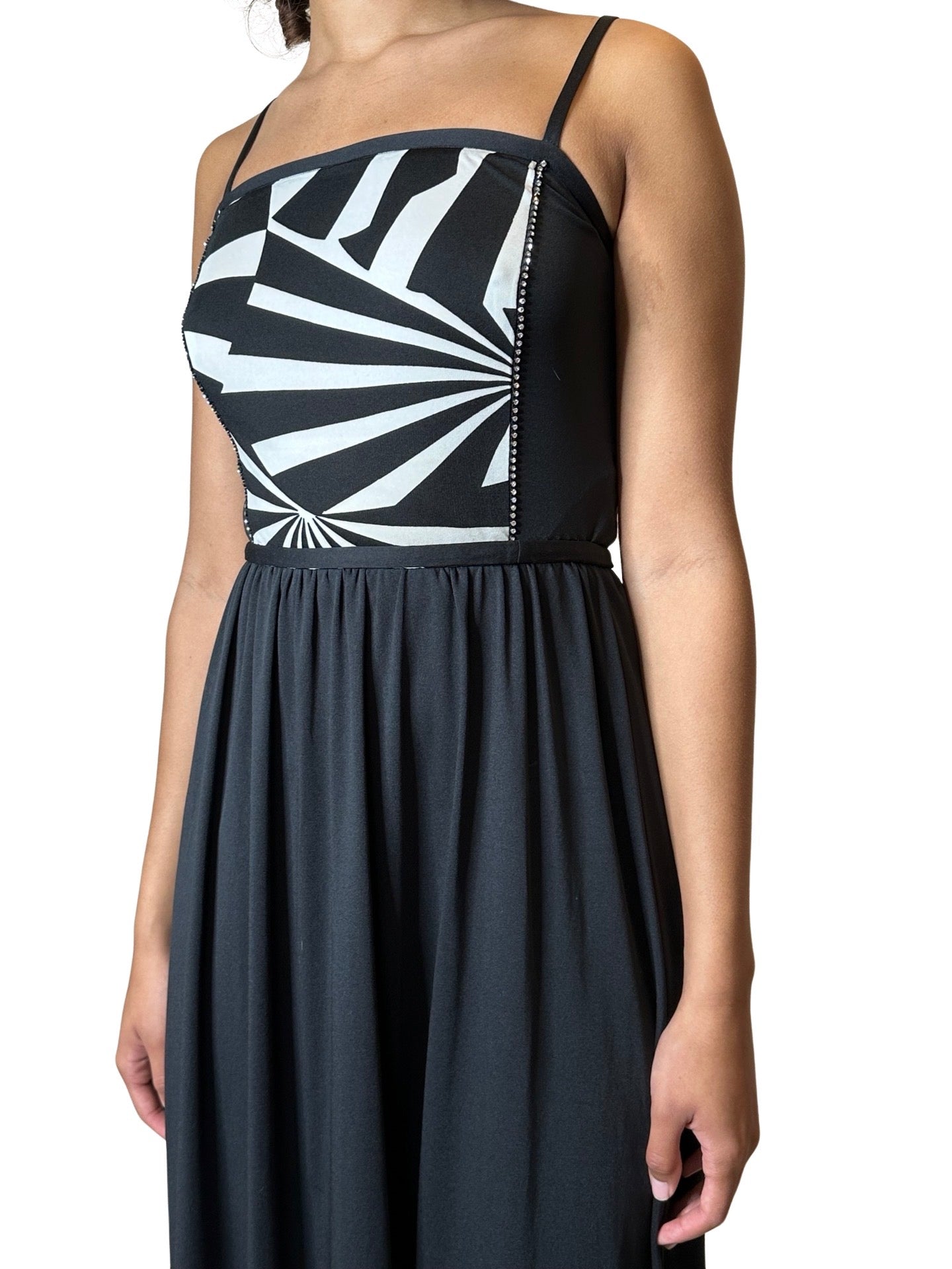 Original Vintage 1970's Black & White Disco Dress UK 8 - 10