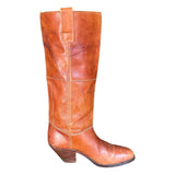 Original Vintage 1970's Brown Tan Leather Boots UK 9