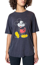 Original Vintage 1980's Mickey Mouse Black T Shirt UK 8 - 12