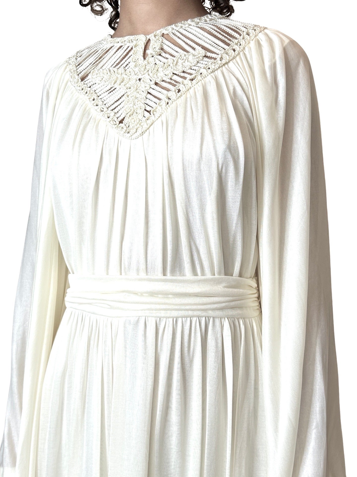 1970's Stunning Vintage Cream Goddess Wedding Dress UK 8 - 14